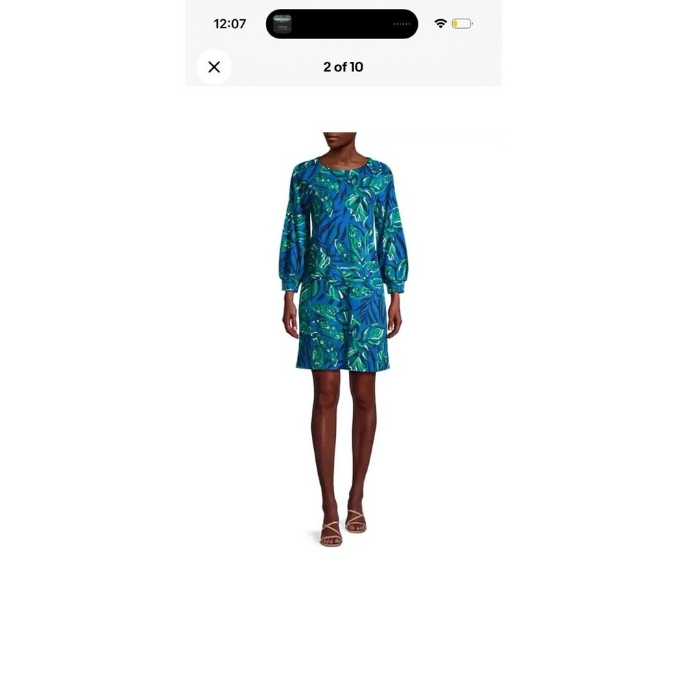 Lilly Pulitzer Dress Size XL Elianna Cotton T-Shirt Indigo Breeze Shady Gators - Picture 8 of 8